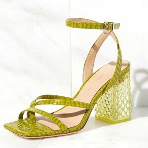 ANTONIO MELANI Green Strappy Block Heel Heels 10